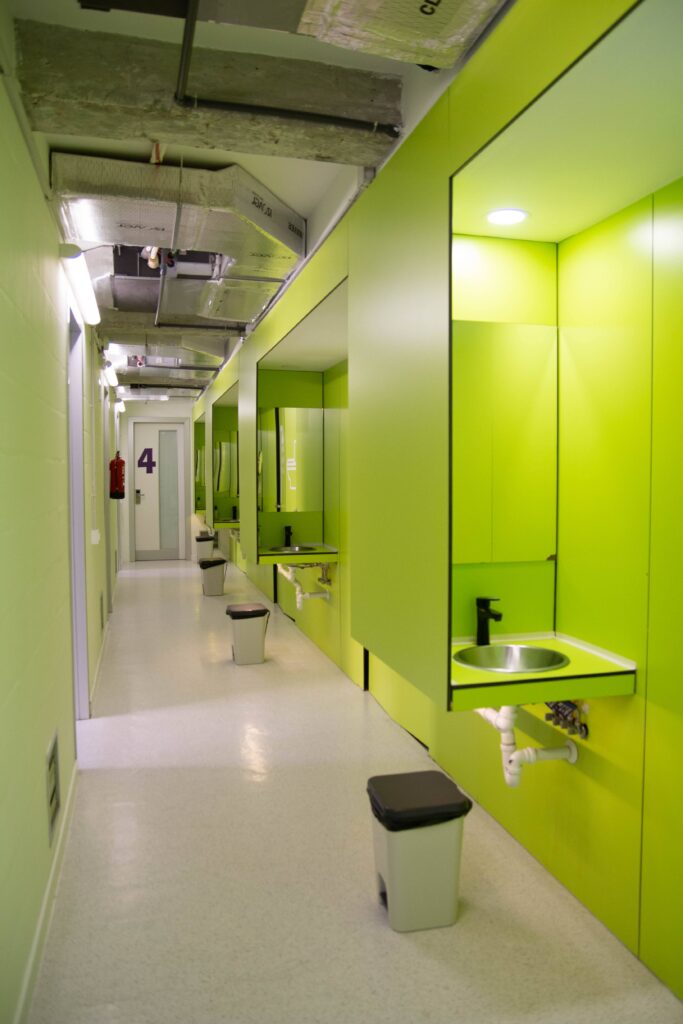 Modern hostel toilets